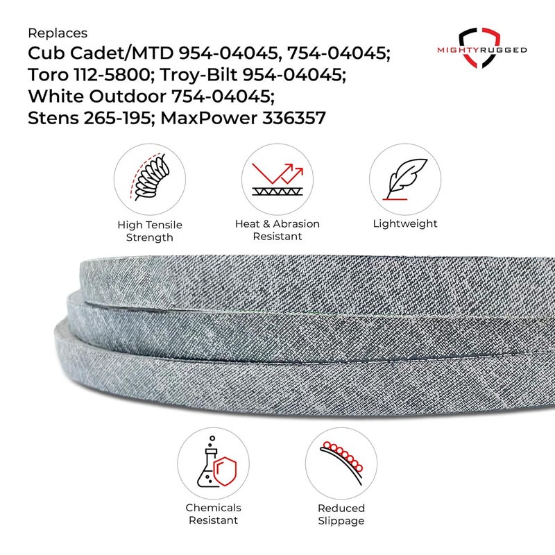 MightyRugged 954-04045 Deck Belt Replacement, Length 109", Heavy-Duty Aramid Cord Belt Replaces 754-04045 for Cub Cadet LT1040 LT1042 RZT42, 112-5800 for Toro LX420 (23, 25, 26, 27), Troy Bilt Bronco Super Bronco - Image 4